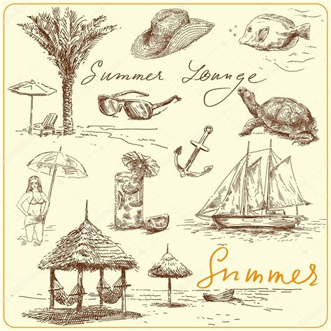 Summer Lounge Hand Drawn Set Stock Vector Image By Canicula