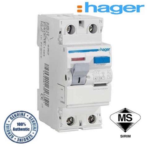 ELCB HAGER 40A 2 POLE 100mA 63A 2POLE ELCB RCCB 100 ORIGINAL Shopee