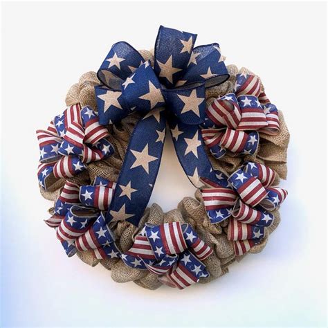 Wreaths Patriotic Wreath July 4th USA Flag Wreath Patriotic Colors