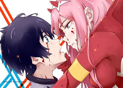 Zero Two And Hiro Darling Embrace HD Anime Wallpaper