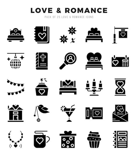 Premium Vector Vector Icons Set Of Love Romance Glyph Style Icons