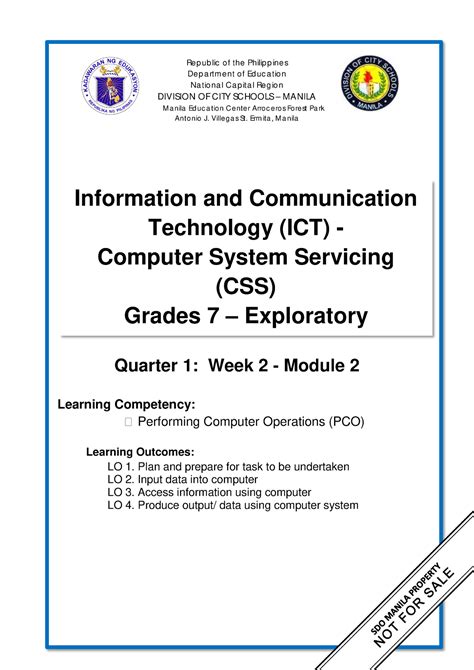 TLE TE 7 Q1 W2 Mod2 ICT CSS Republic Of The Philippines Department Of