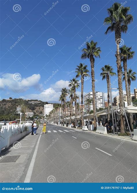 Harbour Walk in Malaga - Spain Editorial Photography - Image of walkway
