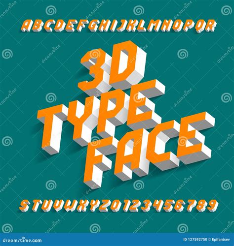 D Alphabet Font Simple Three Dimensional Effect Geometric Letters And