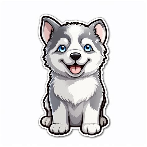 Premium Ai Image A Close Up Of A Cartoon Husky Dog With Blue Eyes