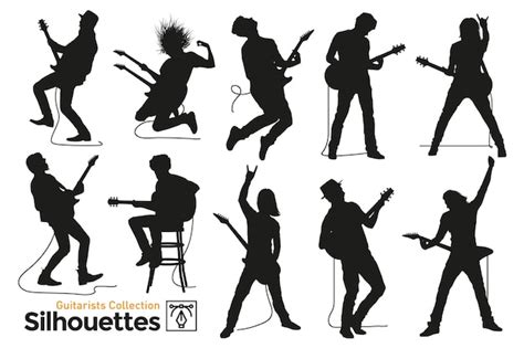 Premium Vector Isolated Silhouettes Of Guitarists Musicians Playing