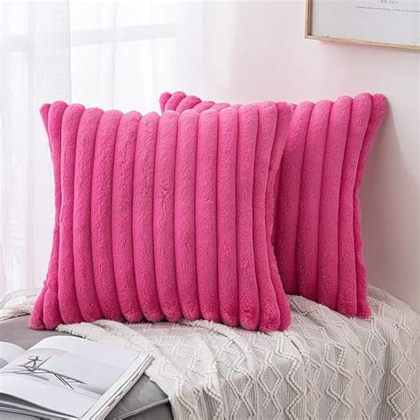 Miulee Hot Pink Throw Pillow Covers 20x20 Inch Set Of 2