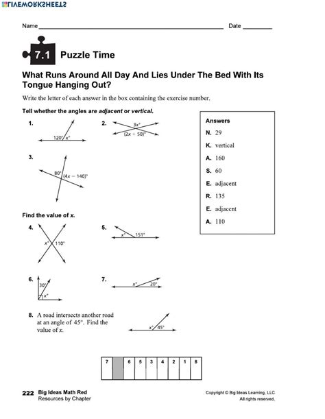 7th Grade Adjacent Vertical Angles Online Exercise For Live Worksheets