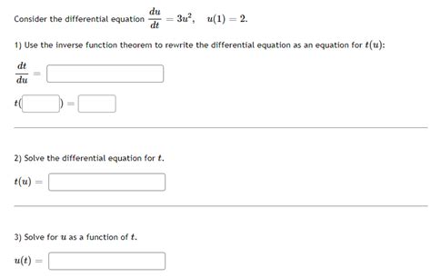 Solved Consider The Differential Equation Du Dt 3u U 1 Chegg