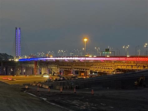 Samuel De Champlain Bridge Lit To Honour Guy Lafleur In Montreal