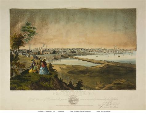 Providence Rhode Island 1858 Birds Eye View Old Maps