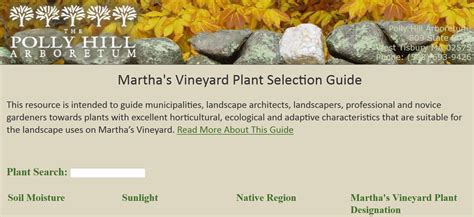 The Polly Hill Arboretum Marthas Vineyard Plant Selection