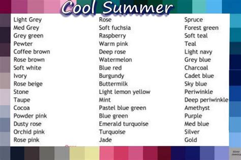 Cool Summer Color name list | Summer fun, Summer colors, Summer color palette