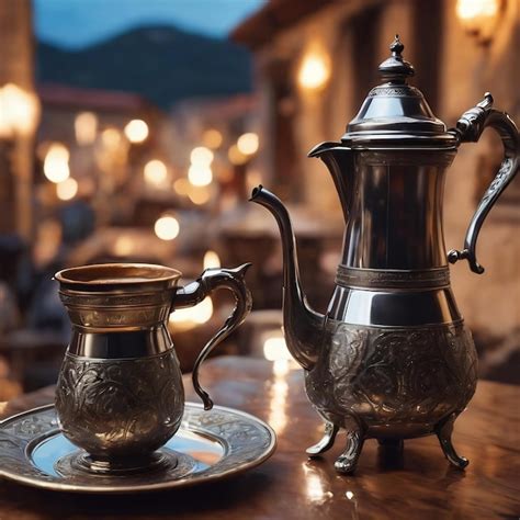 Premium Photo Turkish Coffee Pots Made Of Metal In A Traditional Style