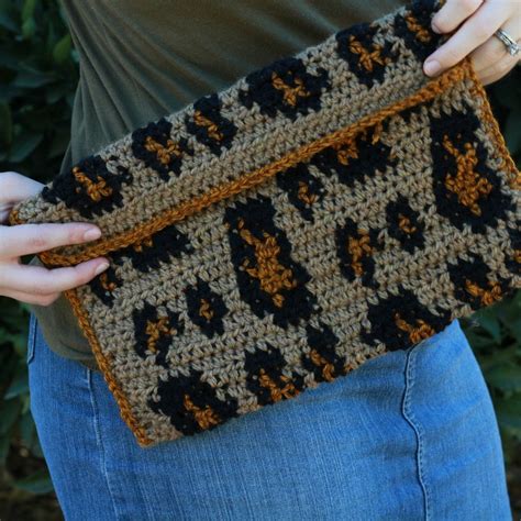 Crochet Leopard Clutch Tapestry Crochet Purse Pattern Etsy