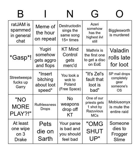 S Naxx Night Bingo Card