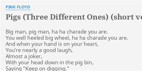 Pigs Three Different Ones Short Version Lyrics By Pink Floyd Big