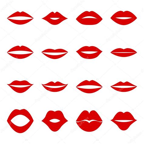 Set Of Red Lips Vector Illustration — Stock Vector © K Tatsiana 60607235