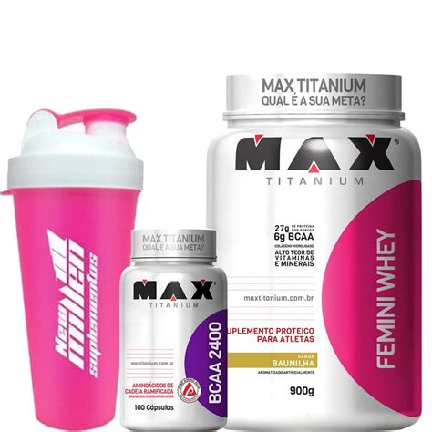 Kit Femini Whey Baunilha Bcaa C Ps Coqueteleira Gr Tis Max