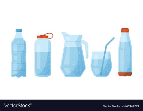 Different Containers With Water Royalty Free Vector Image