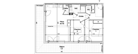 Plan appartement T3 de 64 00 m² neuf à Saint Herblain résidence Côté