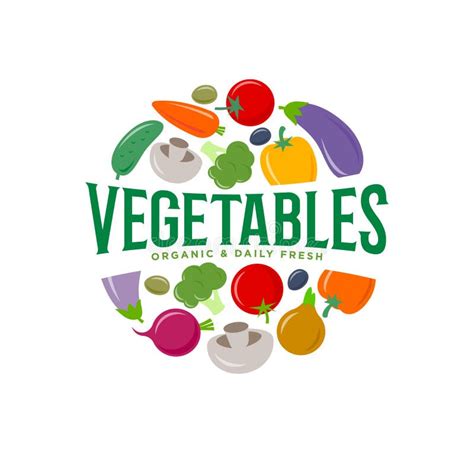 Logotipo De Los Vegetales Productos Orgánicos Vegetarianos Emblema De