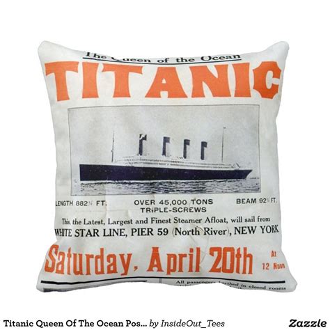 Titanic Queen Of The Ocean Poster Pillow Pillows Throw Pillows Titanic