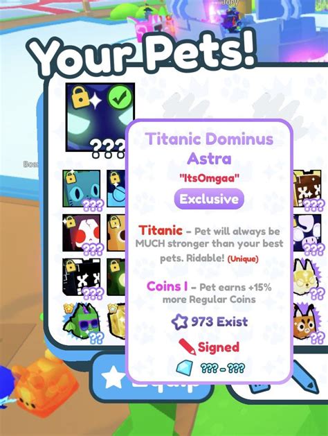 Roblox PET SIMULATOR X Titanic Dominus Astra Pet Fast Delivery