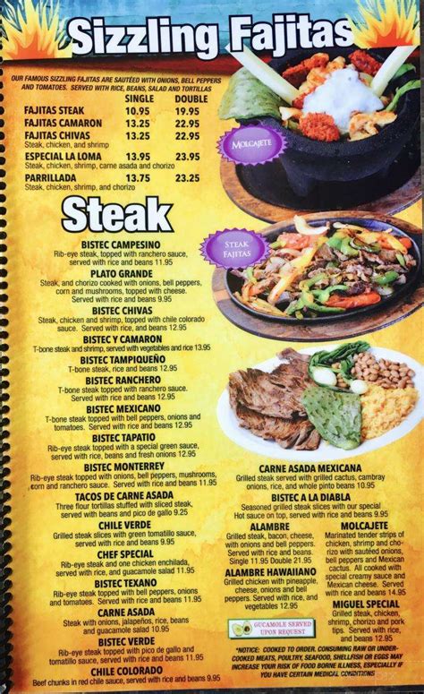 Menu Of Guacamoles Mexican Restaurant In Clarksville Tn 37042