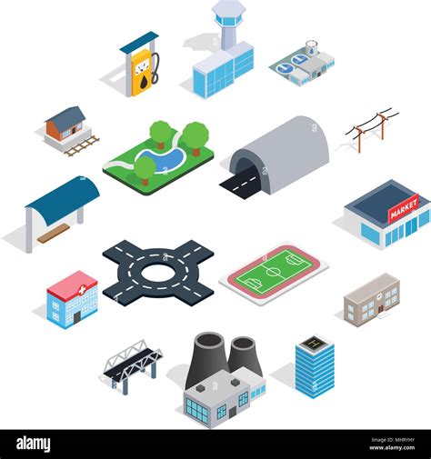 Infrastructure Icons Set Isometric 3d Style Stock Vector Image Art