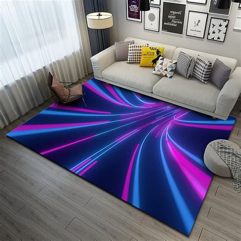 BAPRRJY 3D Carpet Bottomless Hole Optical Illusion Area Rug Checkered