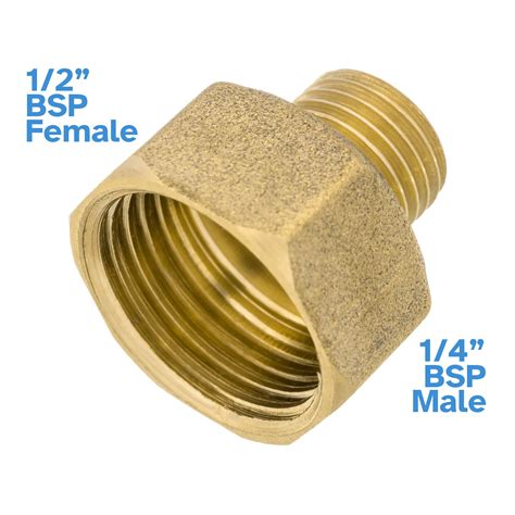 14 Bsp Male To 12 Bsp Female Brass Pipe Fitting Coupler 22mm Length Hex Head Water Gas Oil