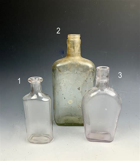 Three Old Vintage Glass Bottles Collectible Antique Bottles Assemblage Supply Art Supply