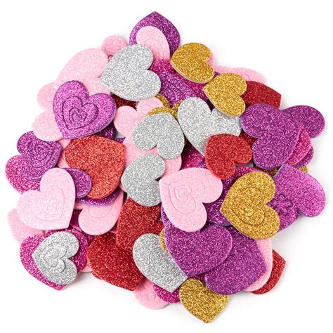 Glitter Heart Foam Stickers Valentine S Day Holiday Crafts