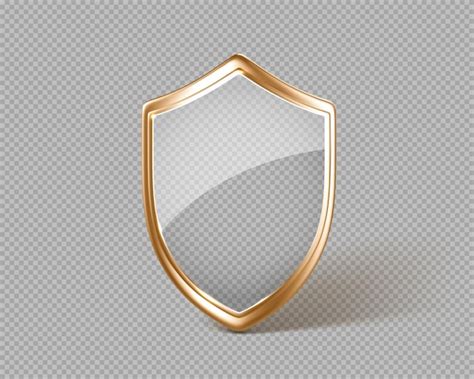 Premium Vector Glass Transparent Protective Shield With Golden Frame