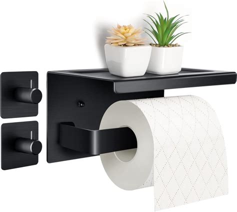 Acmetop Porte papier toilette sans perçage en aluminium avec étagère de