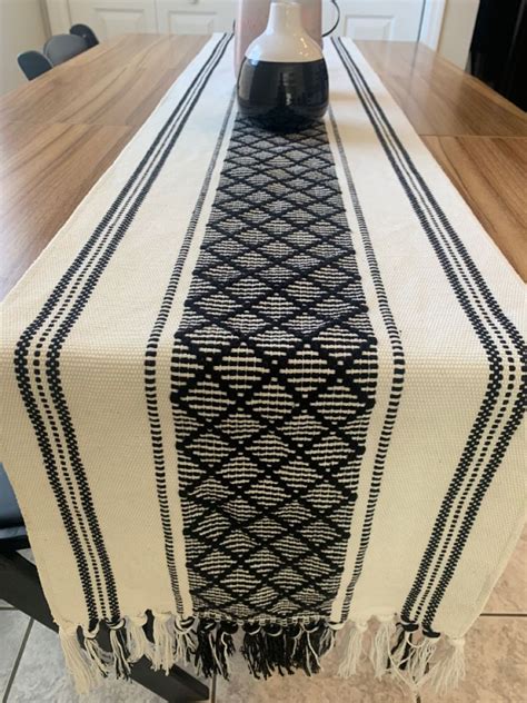 Black And White Boho Inspired Table Runner Dining Room Table Runner