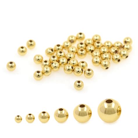 Pcs Smooth K Gold Filled Spaacer Beads Loose Seamless Beads Round