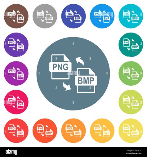 Png Bmp File Conversion Flat White Icons On Round Color Backgrounds