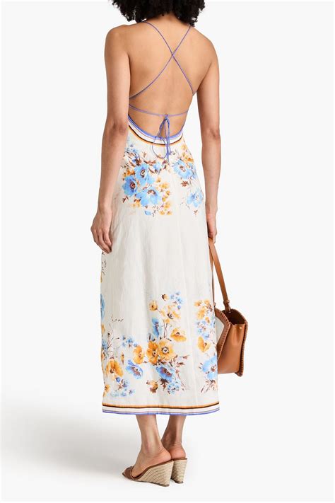 Zimmermann Embellished Floral Print Linen Maxi Dress The Outnet