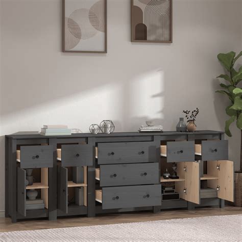 Far Buffets Bahuts Buffet Gris X X Cm Bois Massif De Pin