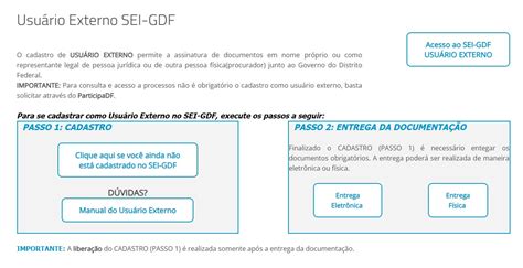 Dúvidas sobre o cadastro externo no SEI O GDF explica Agência Brasília