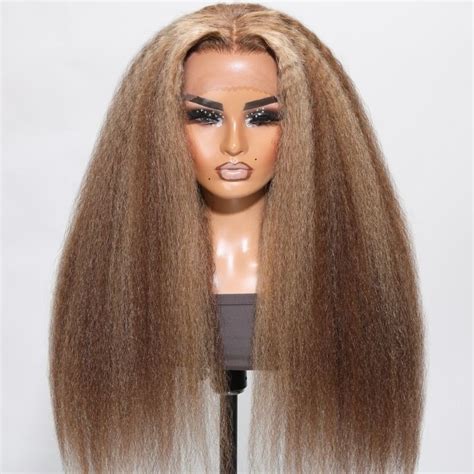 Beautyforever TL Honey Blonde X Lace Front Wigs Kinky Straight Hair For Women