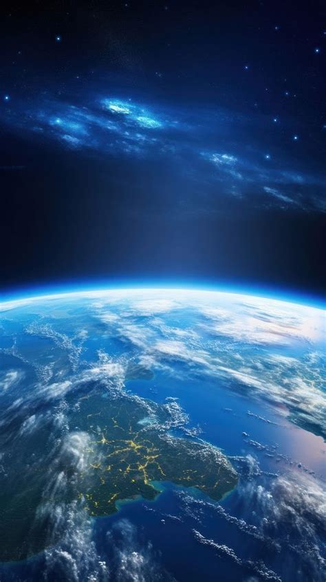 Full Blue Earth View From Space Astronomy Outdoors Planet Premium