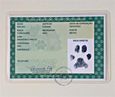 Identidade Rg Pet Novo Modelo Impresso Documentos Pets