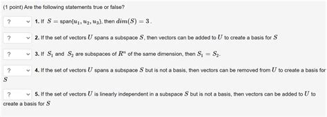 Solved Point Are The Following Statements True Or False Chegg