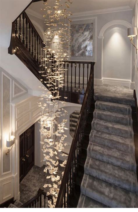 Modern Staircase With Elegant Chandelier