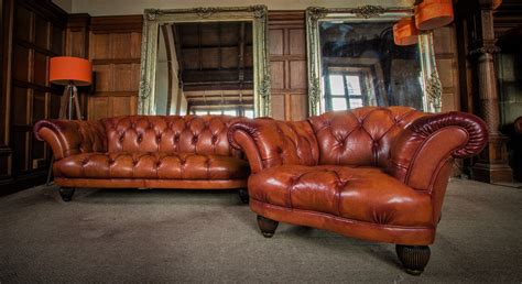 TETRAD OSKAR CHESTERFIELD TAN LEATHER 3 PIECE SUITE MIDI SOFA CLUB