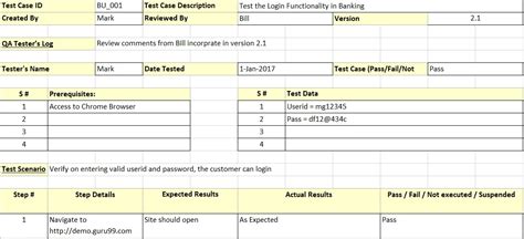 Test Script Template Excel