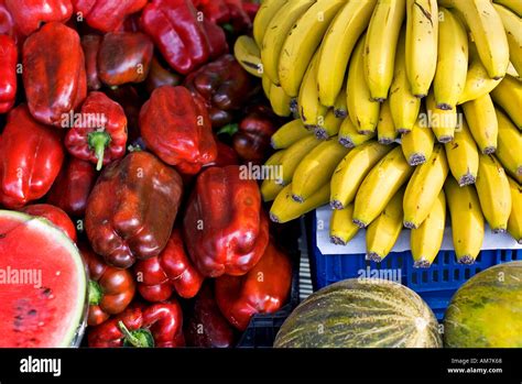 Fruit And Vegetables On A Market Stall In Spain Stock Photo Alamy